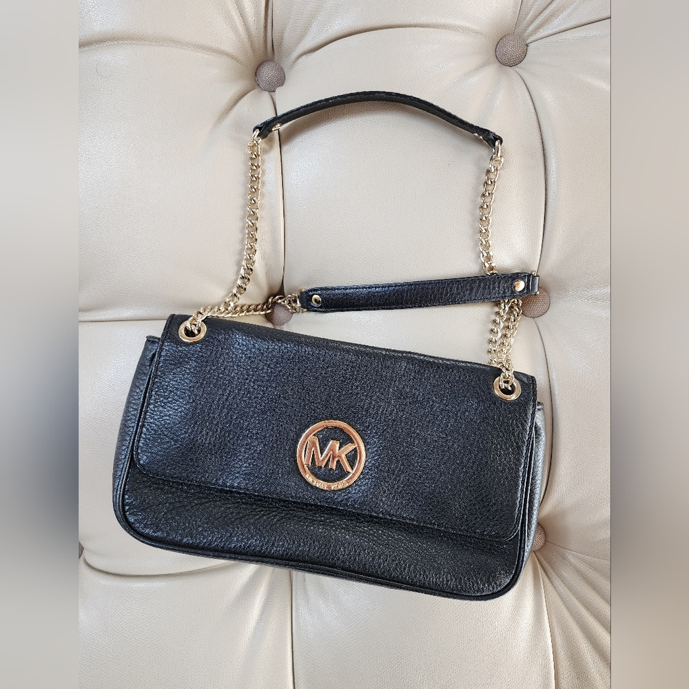 Michael Kors Black and Gold Shoulder Bag